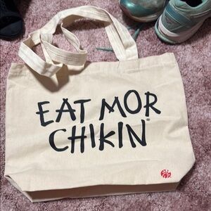 Chick-fil-a Cream and Black Canvas Tote